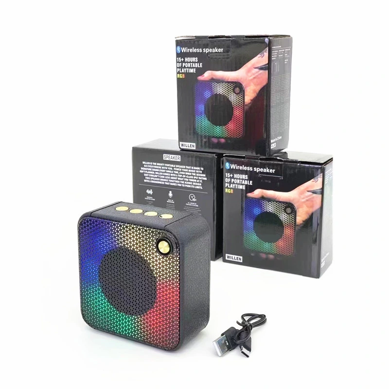 Amazon New Outerdoor Home Portable Gift Wireless Colorful Light Subwoofer Sound Box RGB Cloth Mesh Ipx 4 Waterproof Bluetooth Mini Speaker